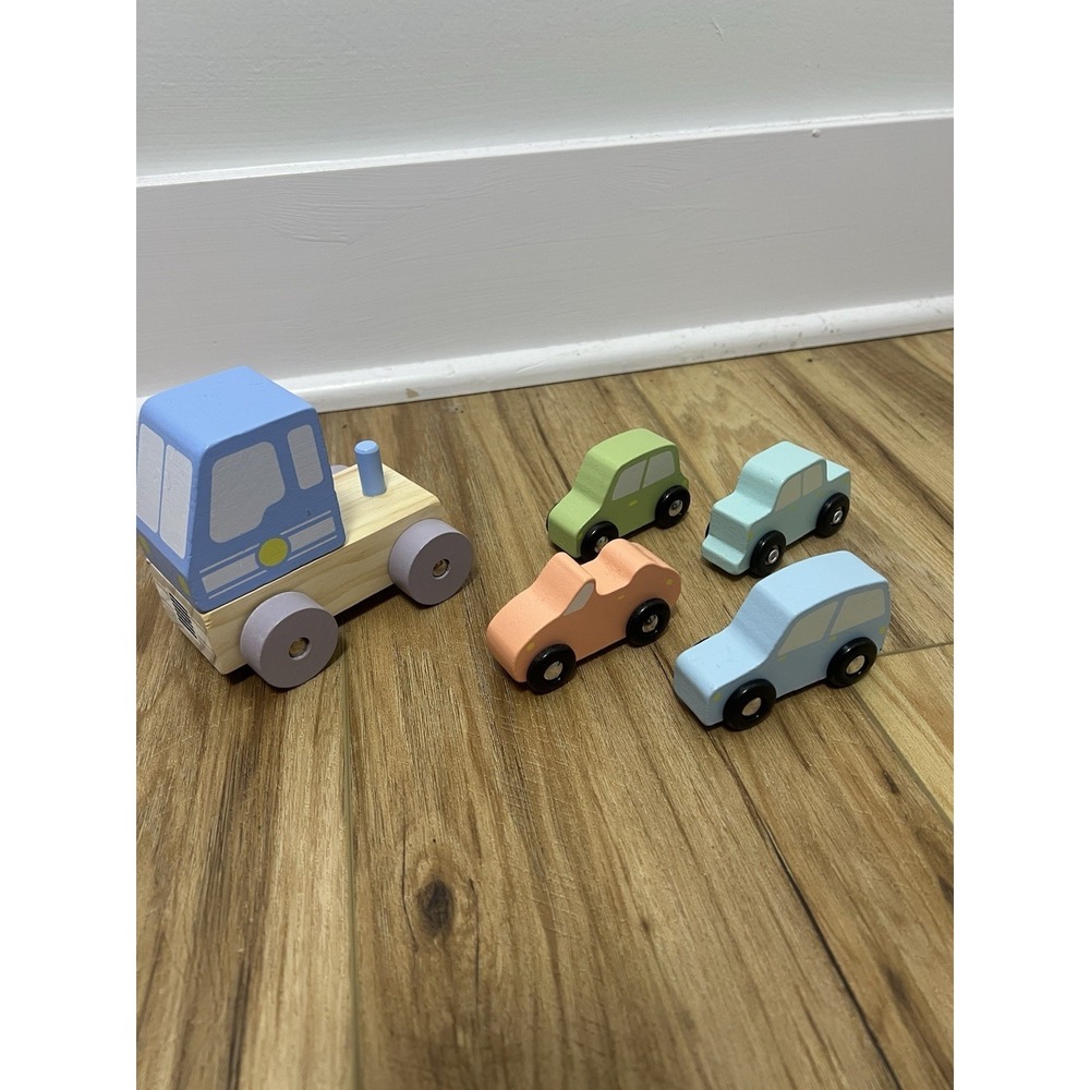 Lot of Wooden Car Vehicles Childrens toys Modern Minimal Scandinavian Montessori